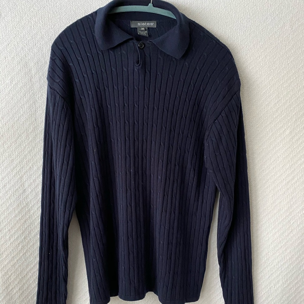 Slates Acrylic Navy Long-Sl Sweater, Men M